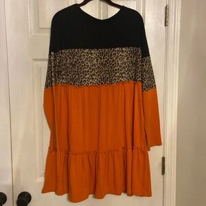 Boutique Dress Orange Animal Print Size L